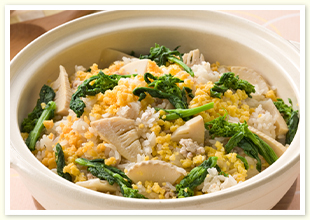 菜の花とたけのこの炊き込みご飯
