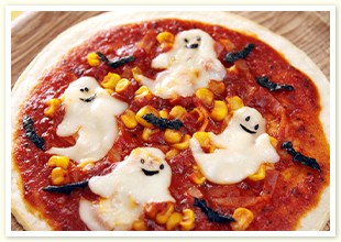 ハロウィンお化けのデコピザ