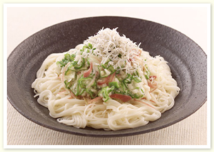 オクラと長芋のたたきのせそうめん