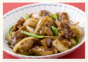 新たまねぎの黒酢酢豚