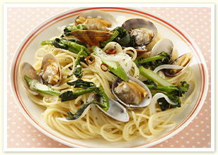 菜の花とあさりのペペロンチーノ